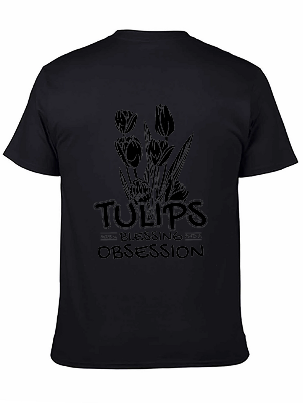 Tulips Obsession Black Graphic Tee Shirt