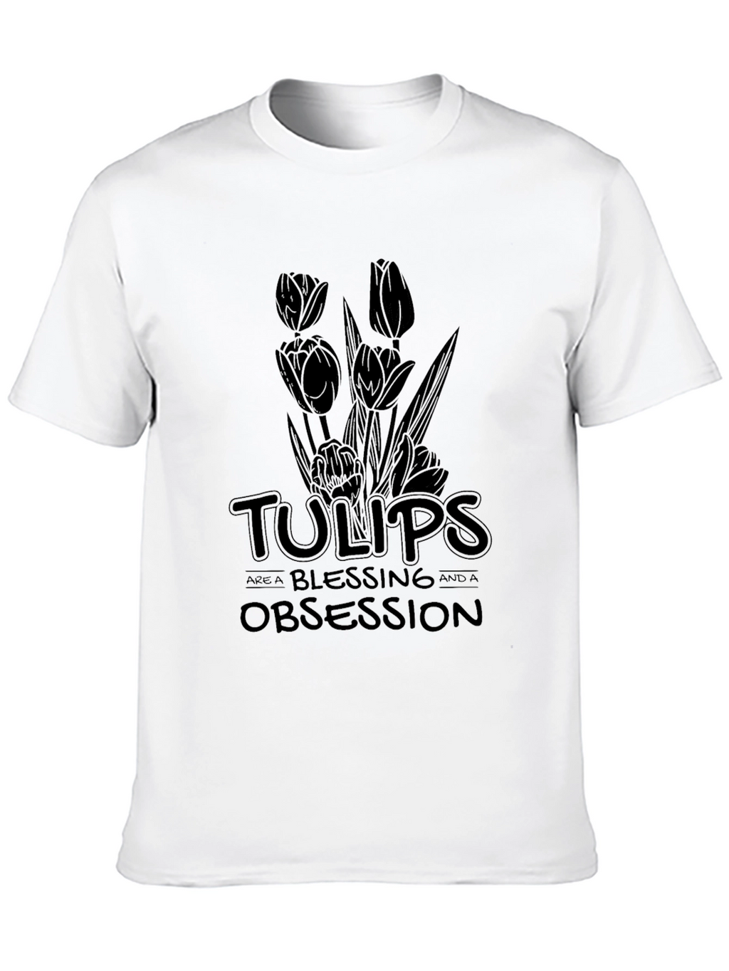 Tulips Obsession Black Graphic Tee Shirt