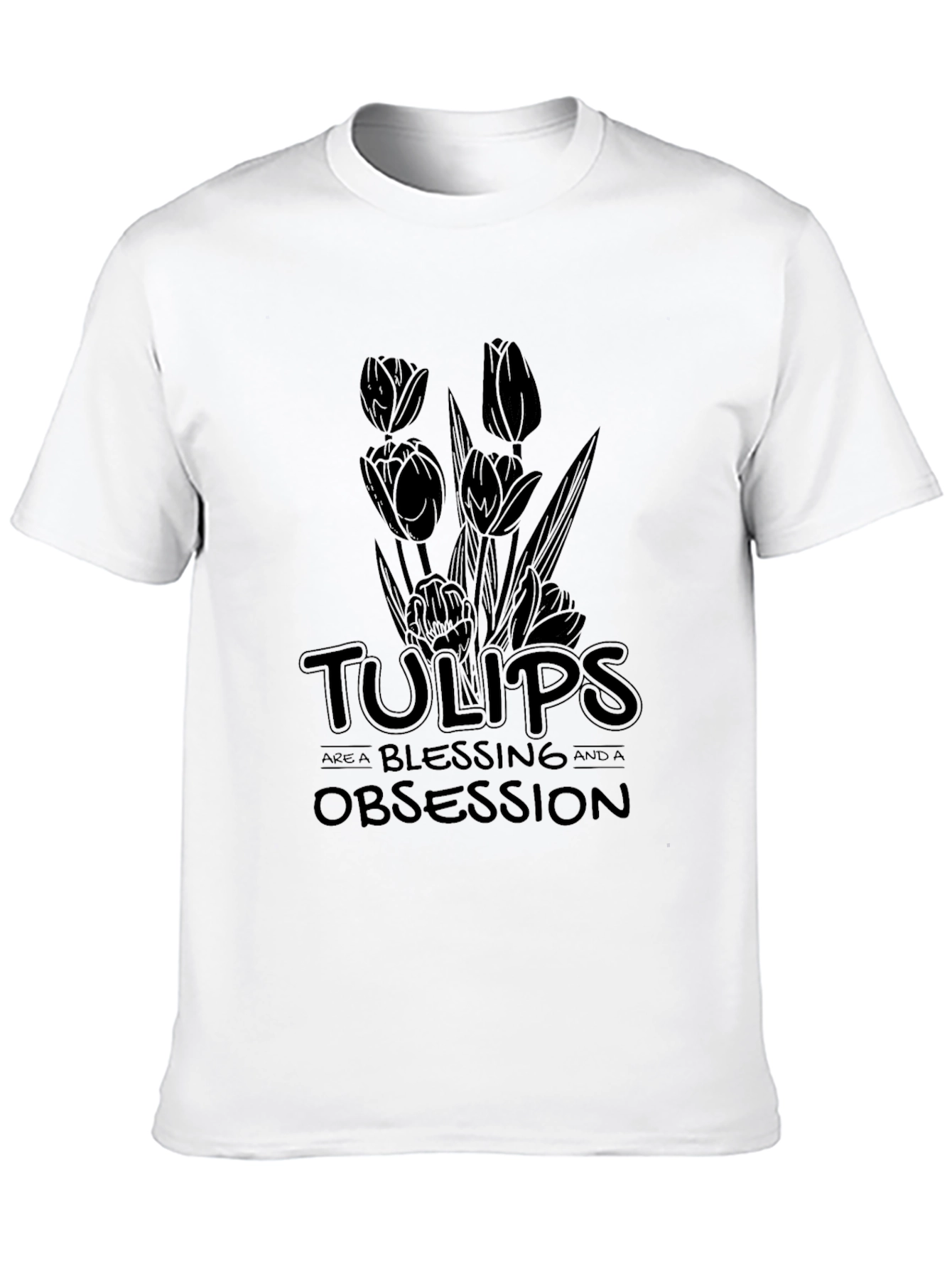 Tulips Obsession Black Graphic Tee Shirt