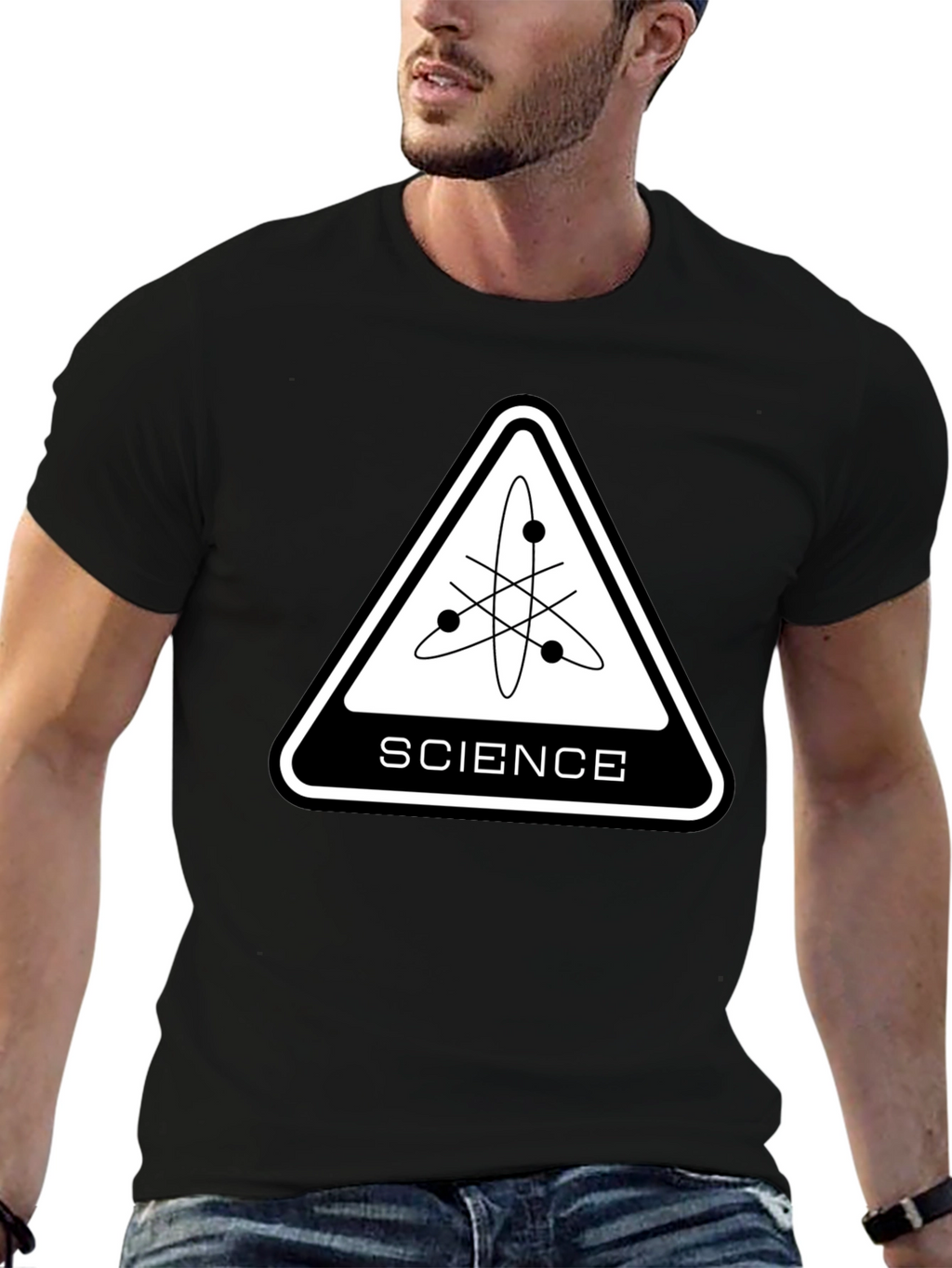 Science Atom Graphic Black T-Shirt