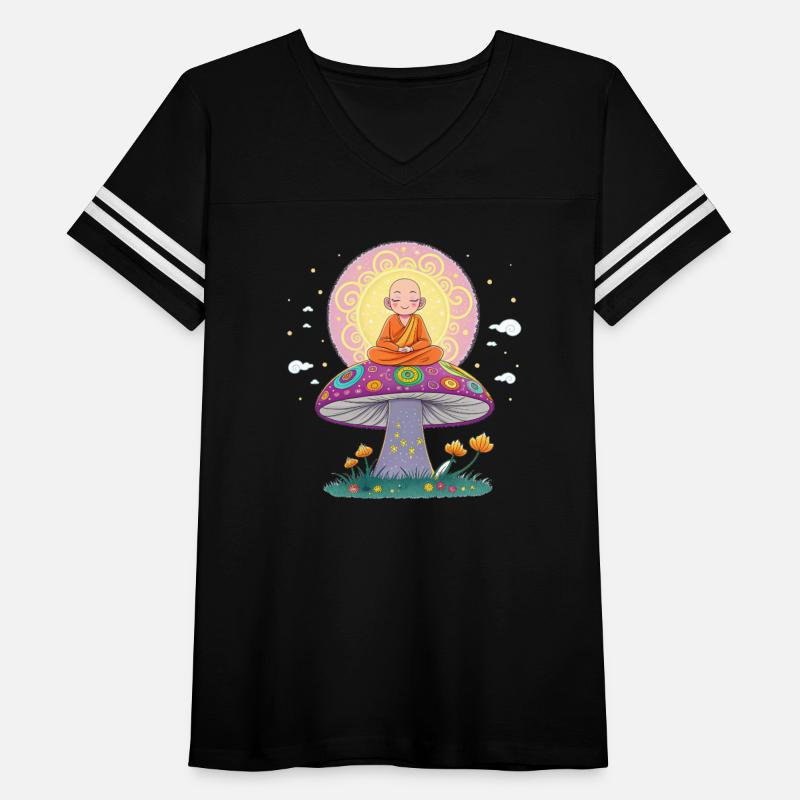 Trippy Japanese Zen Monk Meditating on mushroom