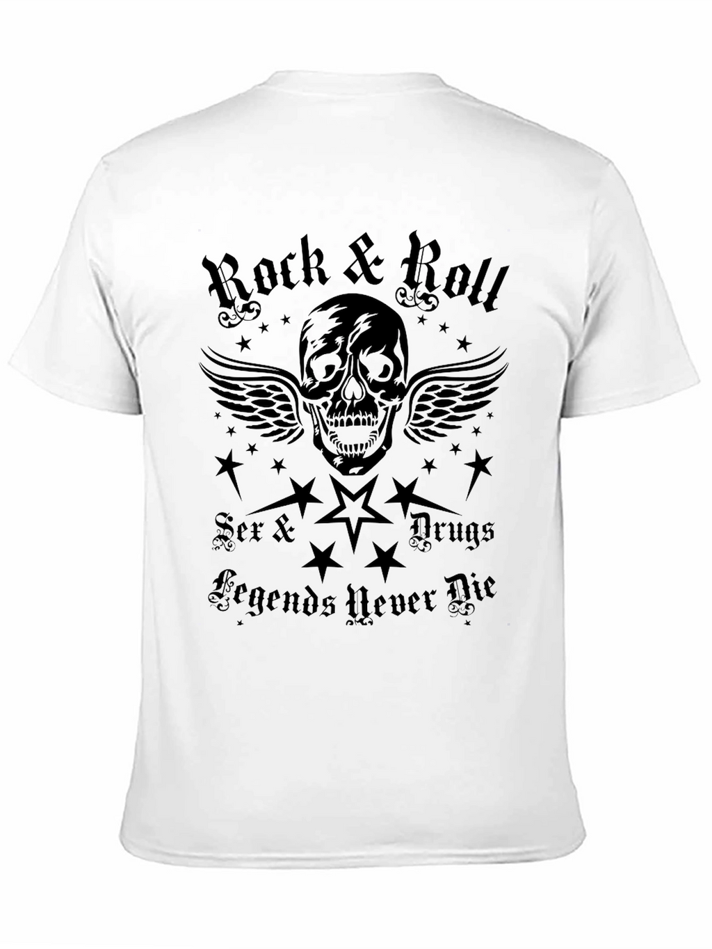 Rock & Roll Skull Graphic T-Shirt