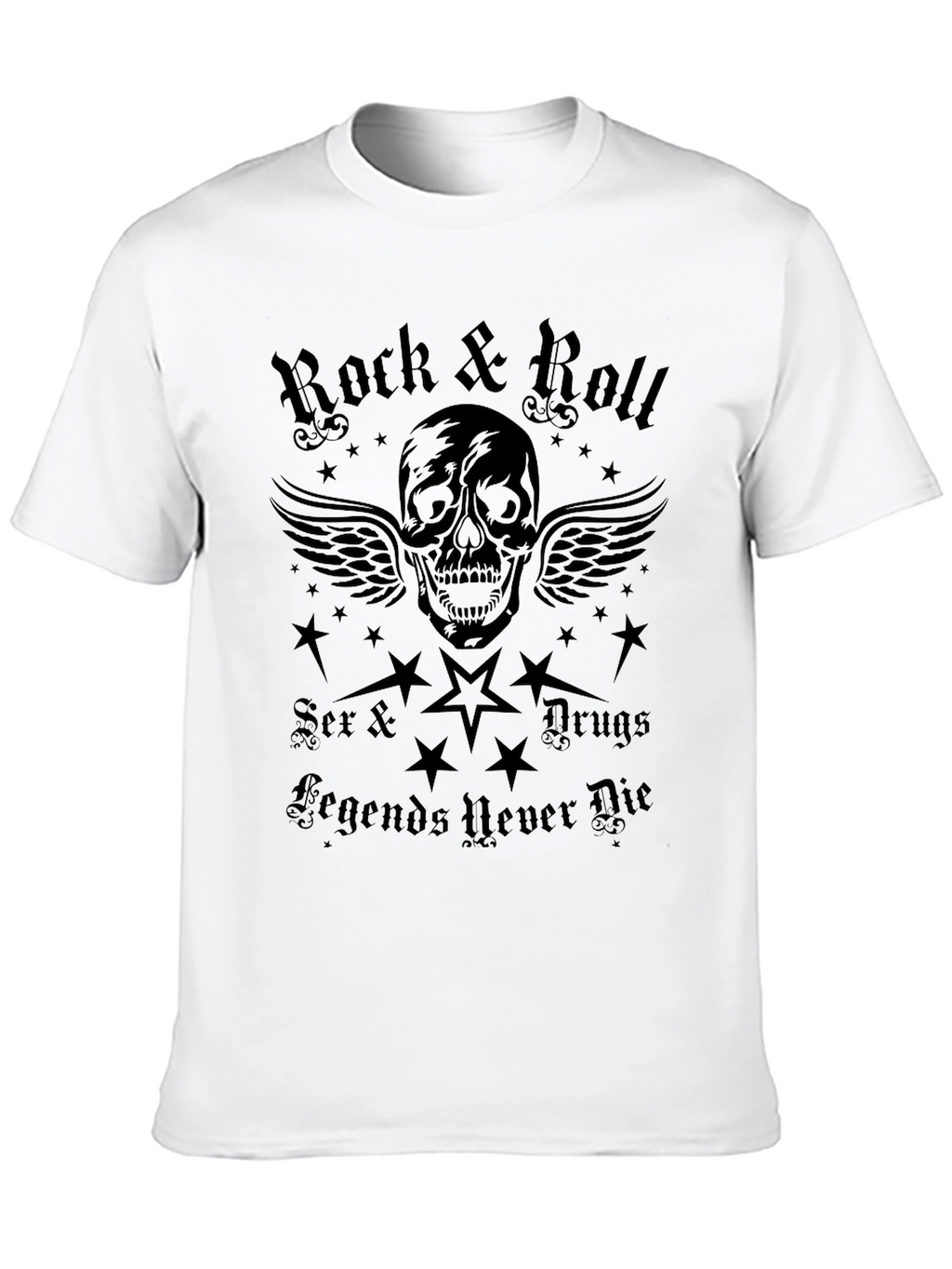 Rock & Roll Skull Graphic T-Shirt