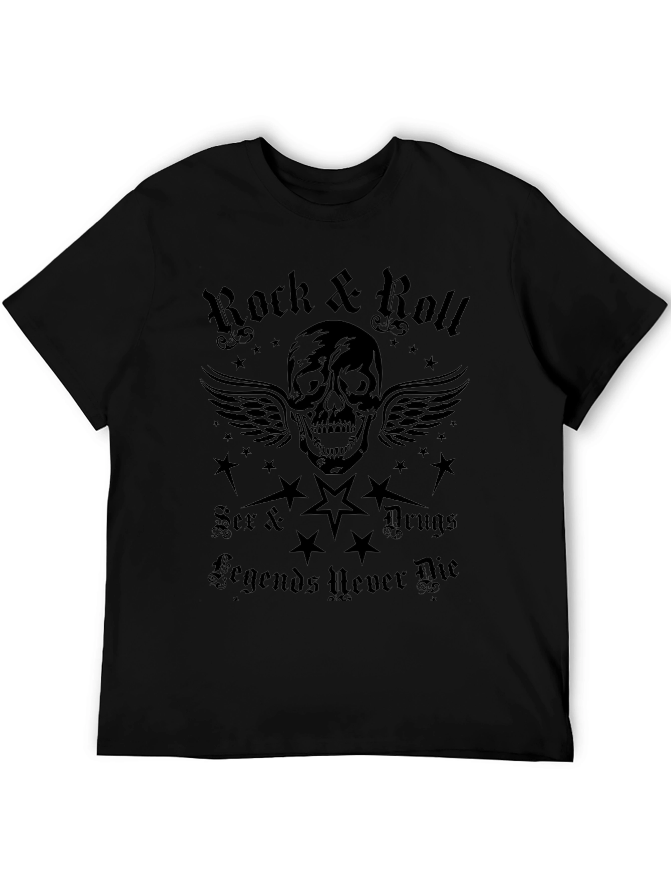 Rock & Roll Skull Graphic T-Shirt