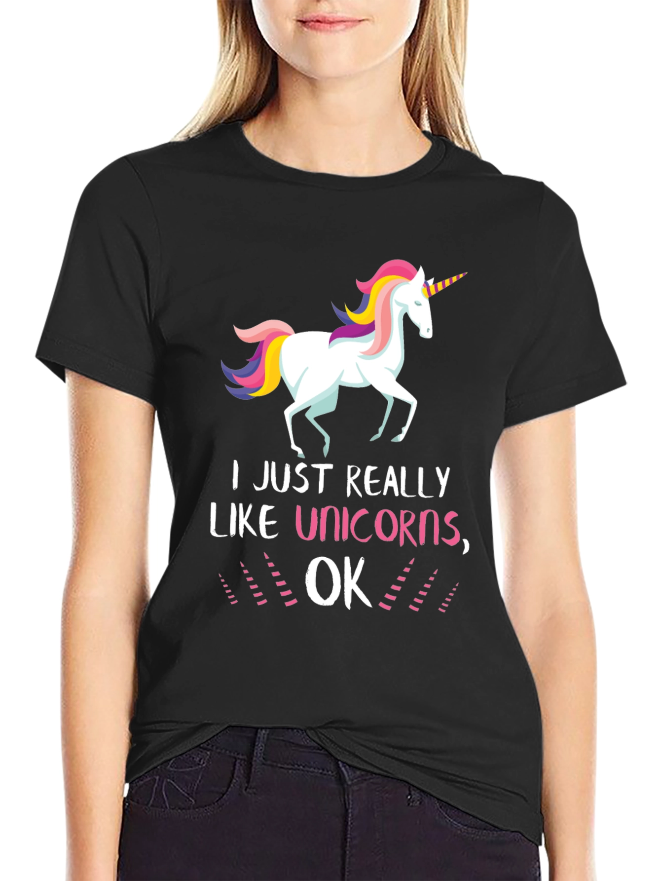 I Like Unicorns OK Black T-Shirt