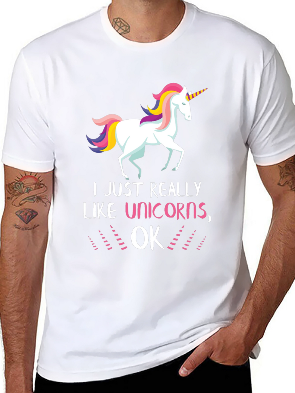 I Like Unicorns OK Black T-Shirt