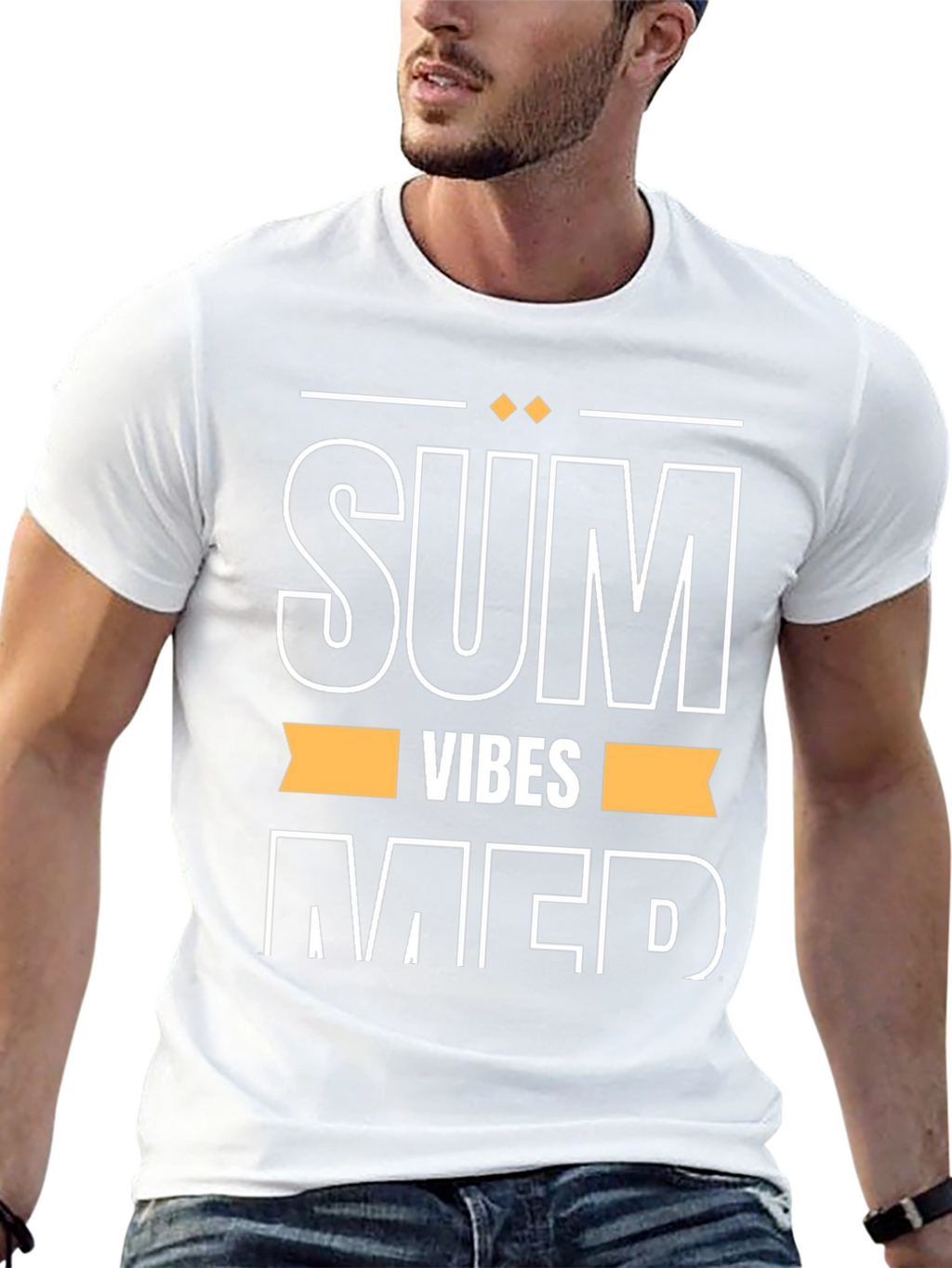 Summer Vibes Graphic Tee - Black Cotton T-Shirt