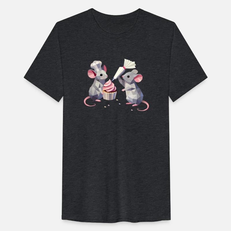 Two cute mice decorating a cupcake together