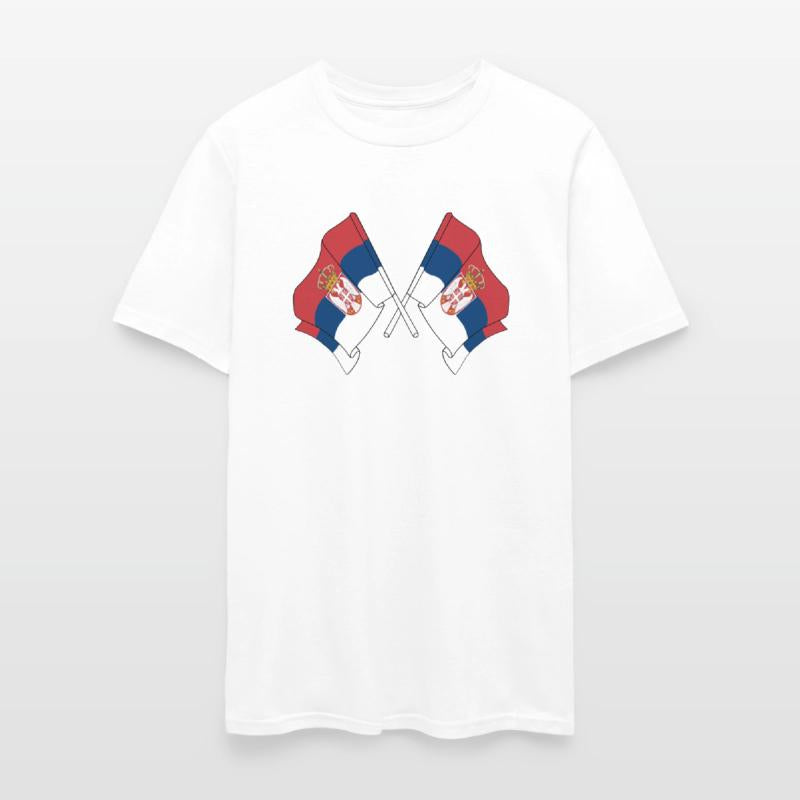 Two flags Serbia crossed