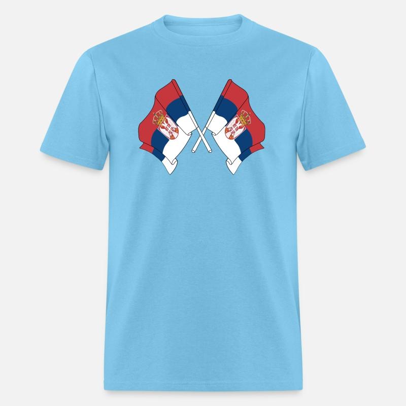 Two flags Serbia crossed