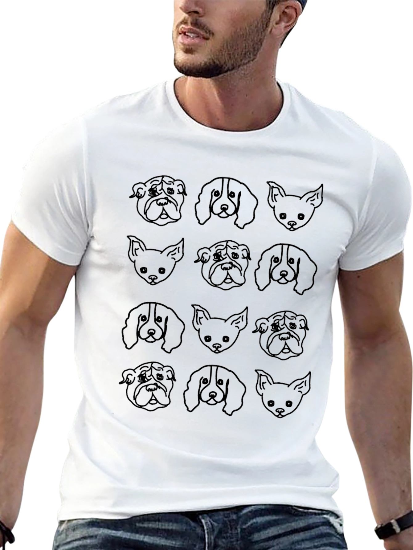 Dog Breed Outline T-Shirt - Unisex Black Tee