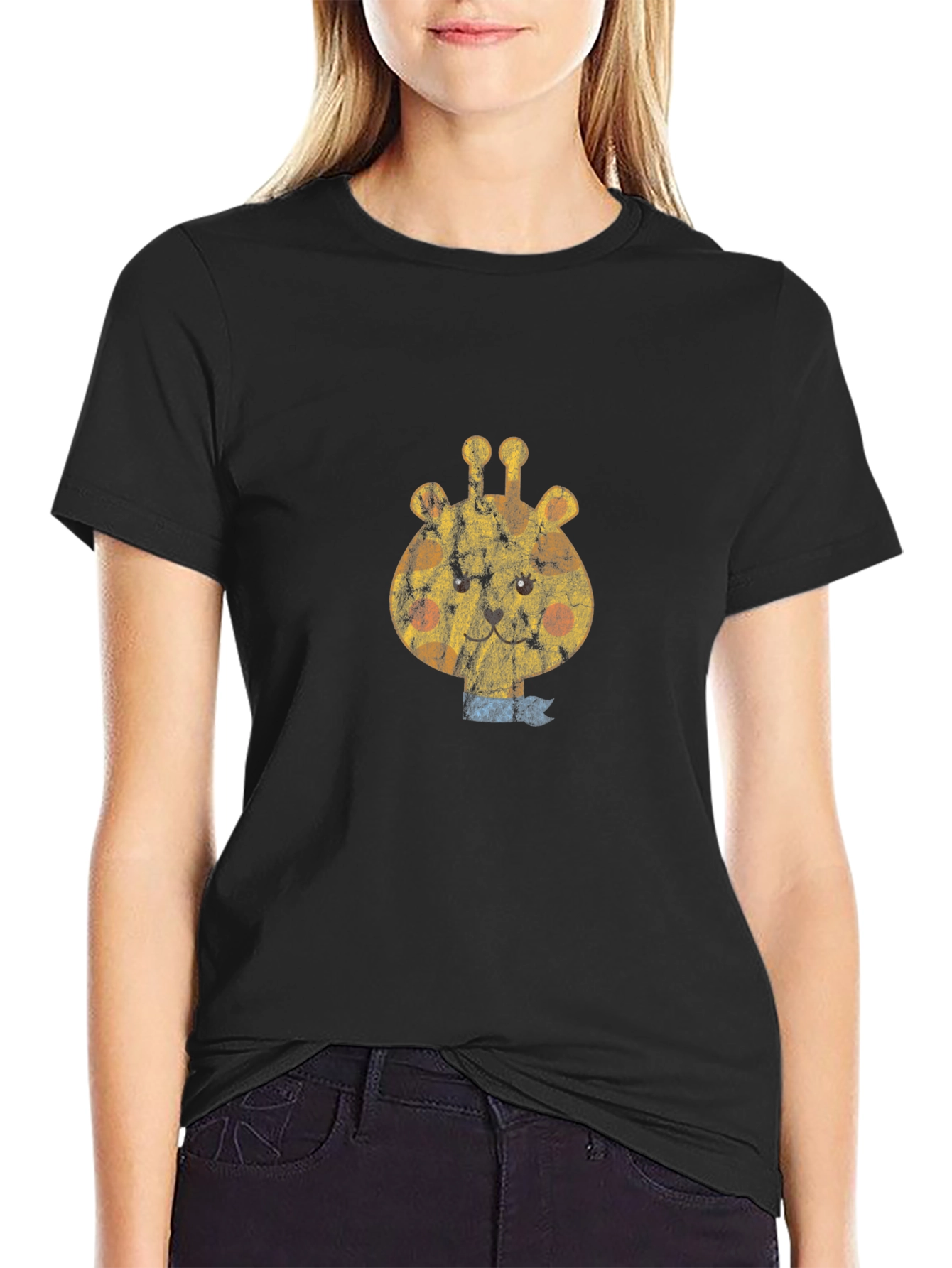 Giraffe Graphic Tee - Black Cotton Comfort