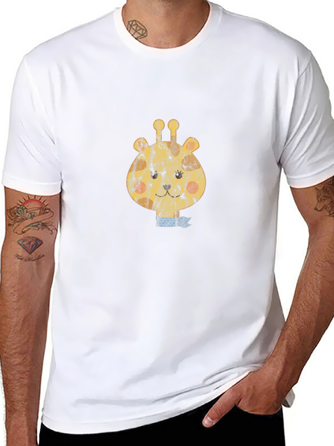 Giraffe Graphic Tee - Black Cotton Comfort