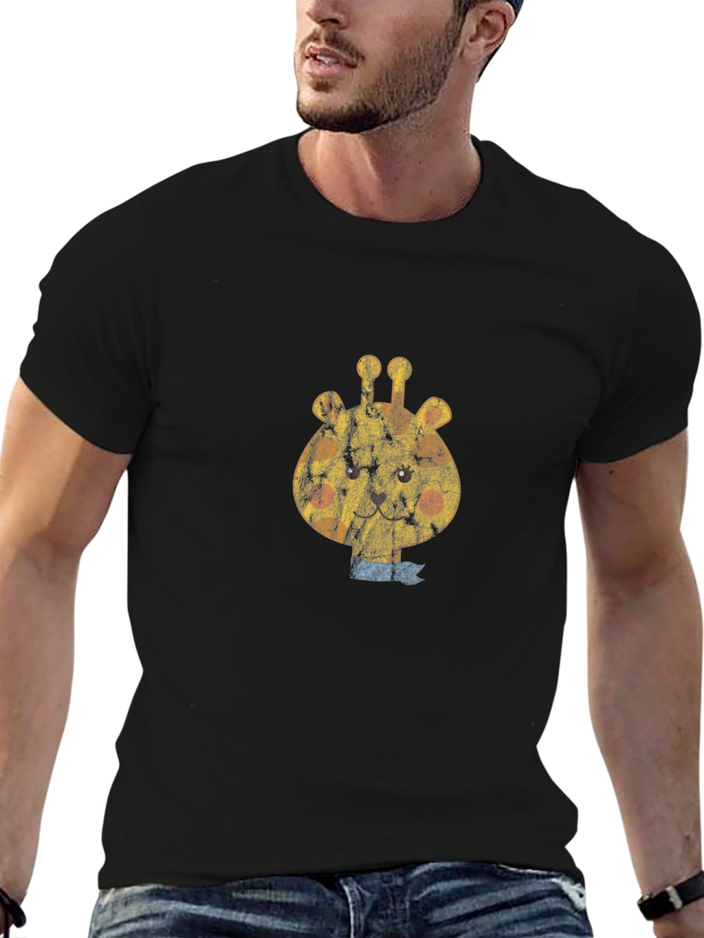Giraffe Graphic Tee - Black Cotton Comfort