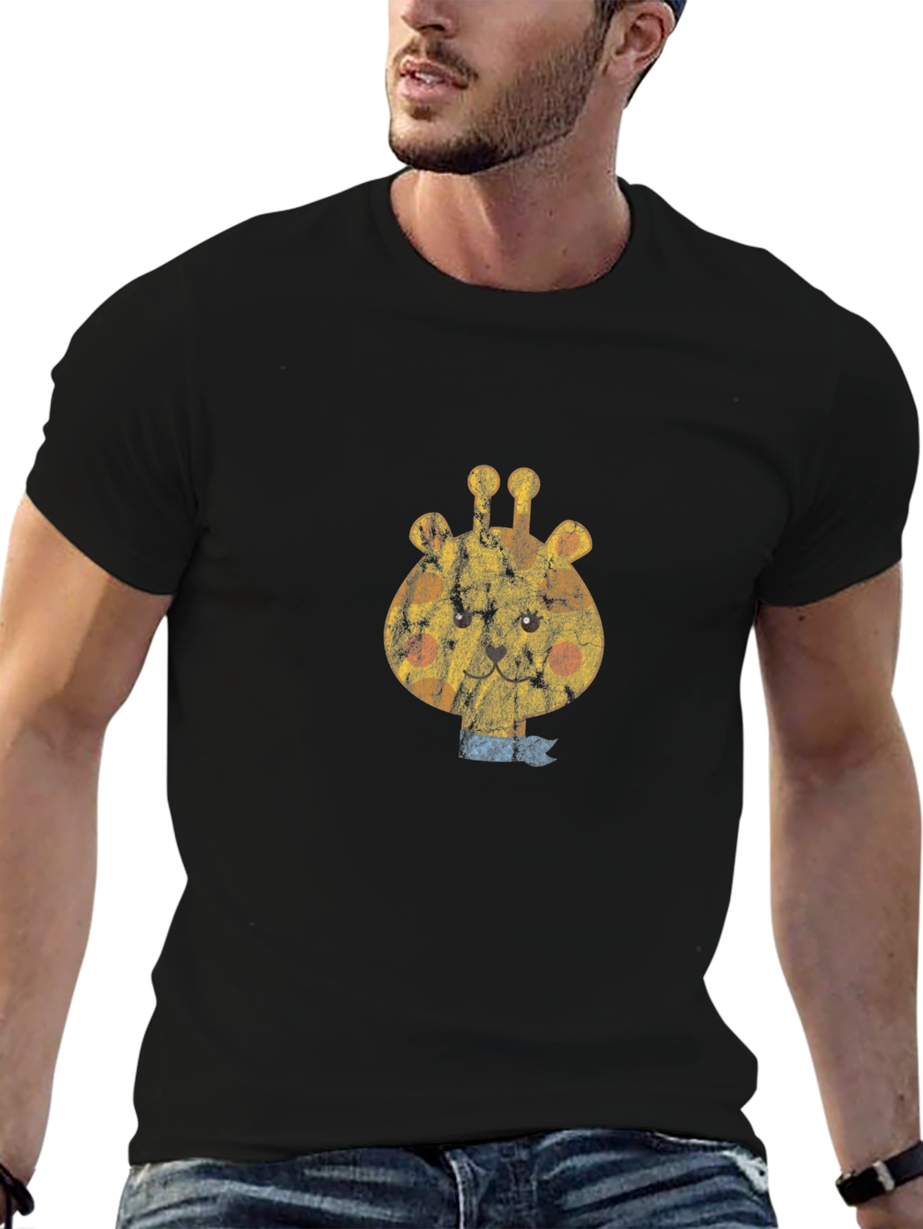 Giraffe Graphic Tee - Black Cotton Comfort