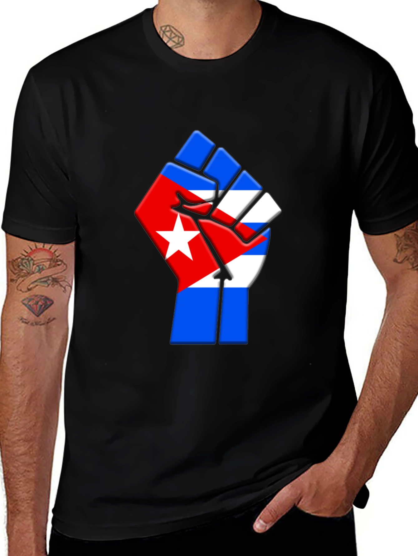 Cuban Flag Fist T-Shirt - Support & Freedom Tee