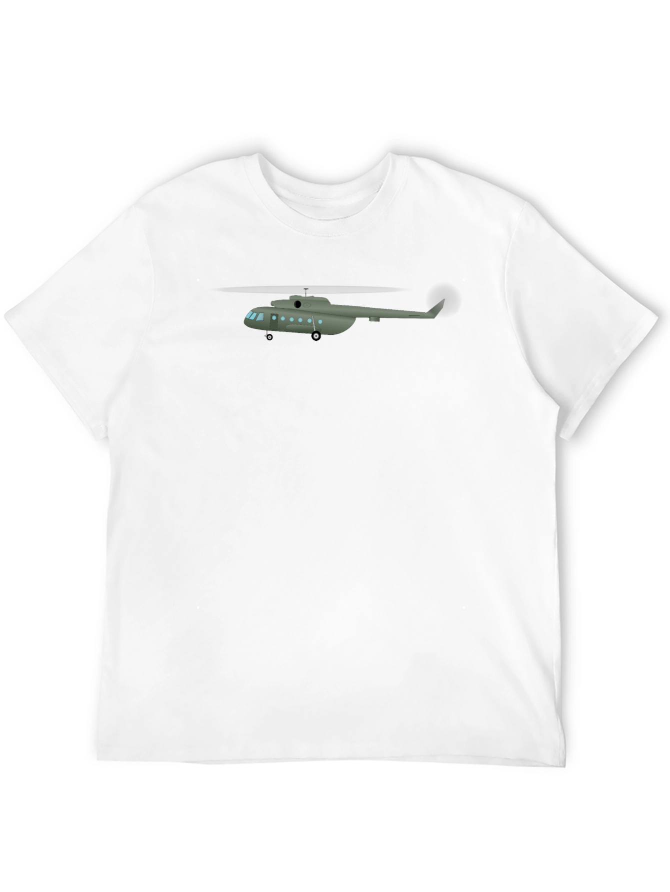 Military Helicopter Graphic Tee - Black Crew Neck