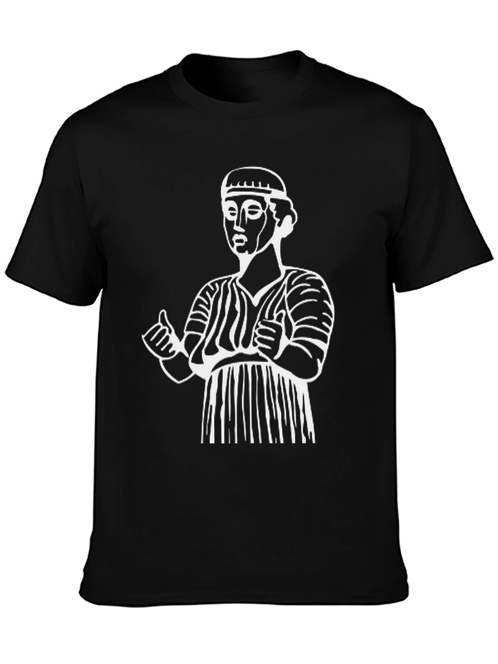Ancient Statue Graphic Tee - Black Cotton Comfort