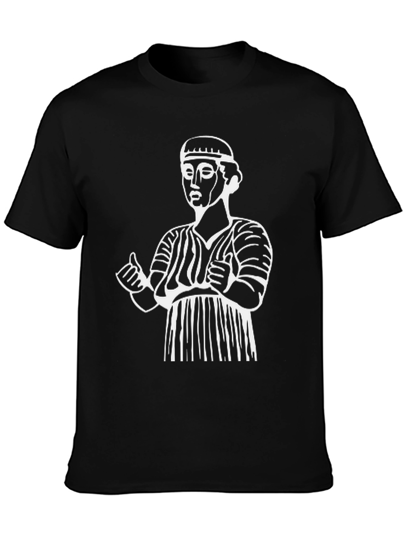 Ancient Statue Graphic Tee - Black Cotton Comfort