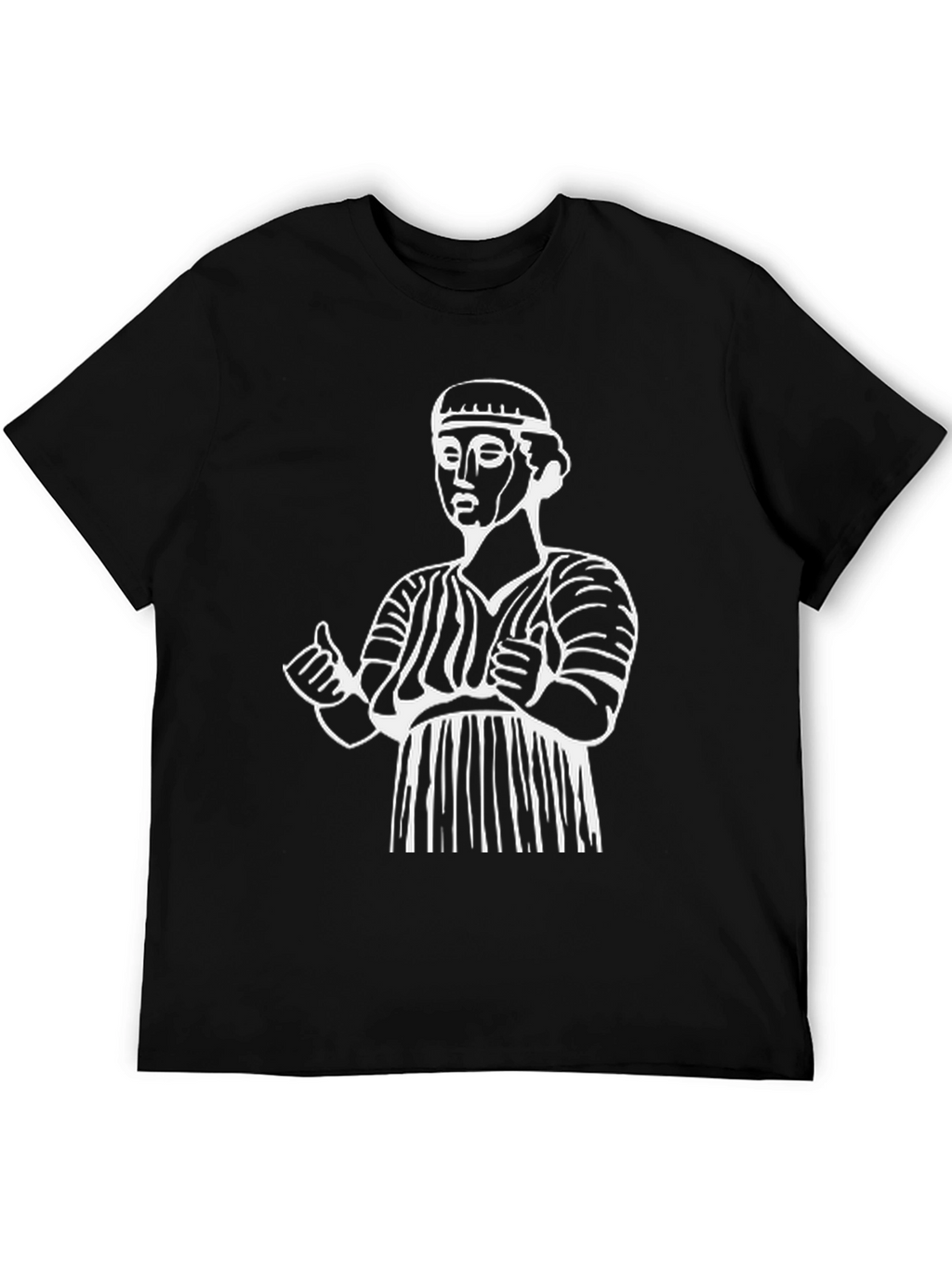 Ancient Statue Graphic Tee - Black Cotton Comfort