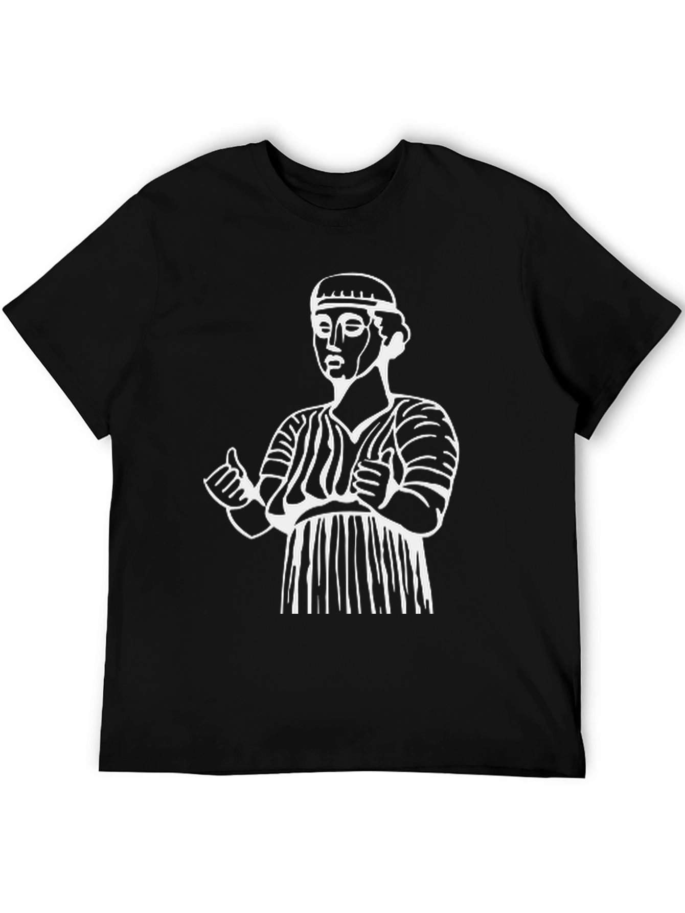 Ancient Statue Graphic Tee - Black Cotton Comfort