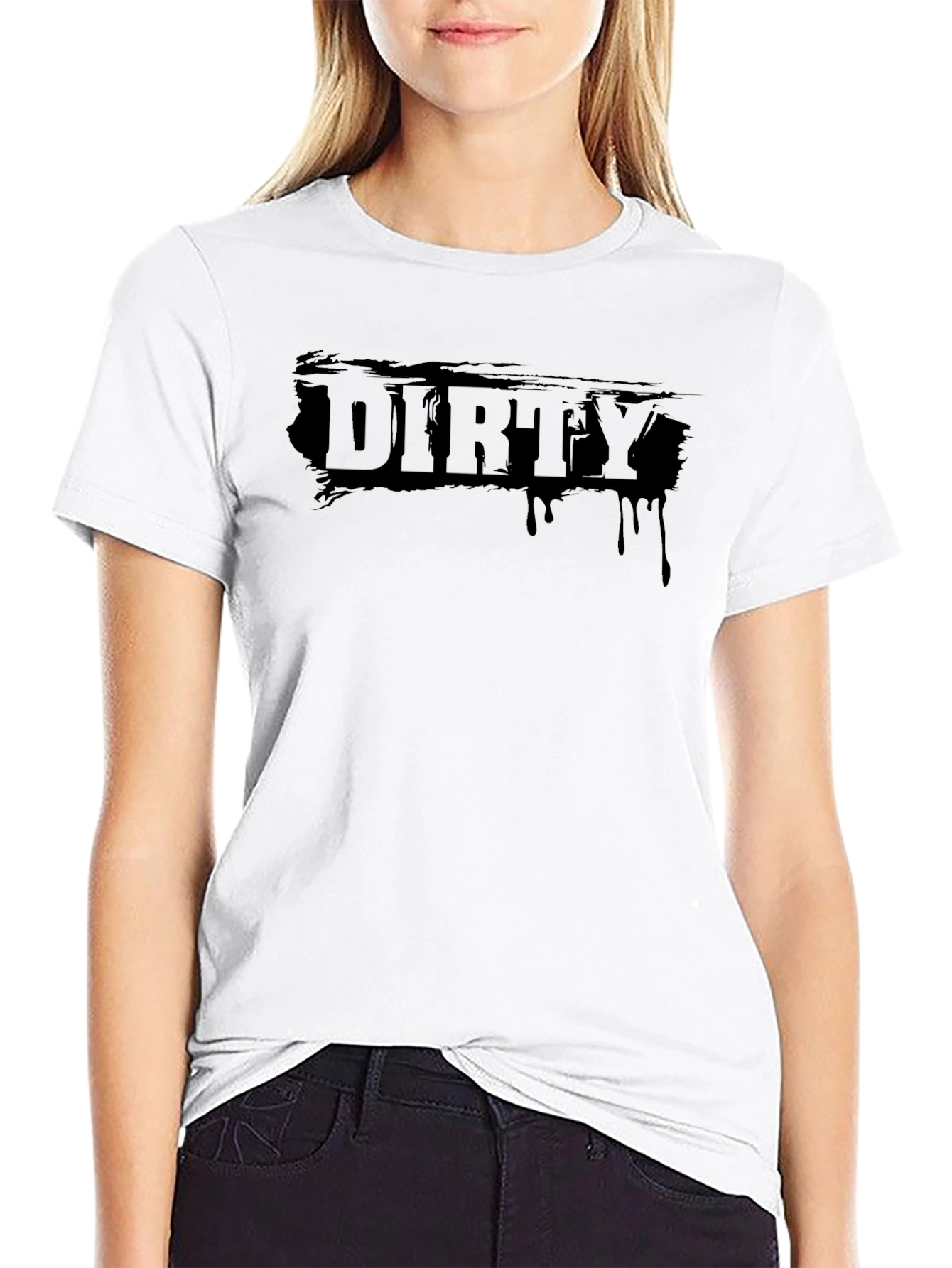 Mens Dirty Graphic Print Crew Neck T-Shirt