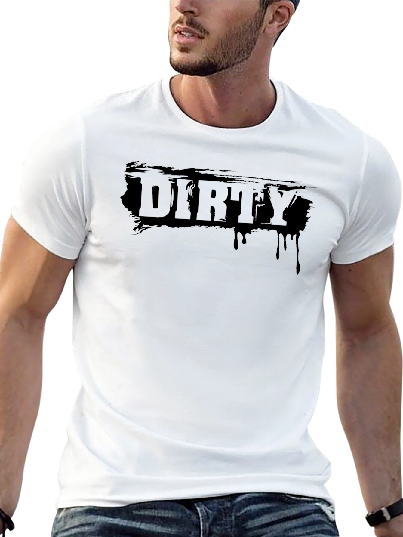 Mens Dirty Graphic Print Crew Neck T-Shirt