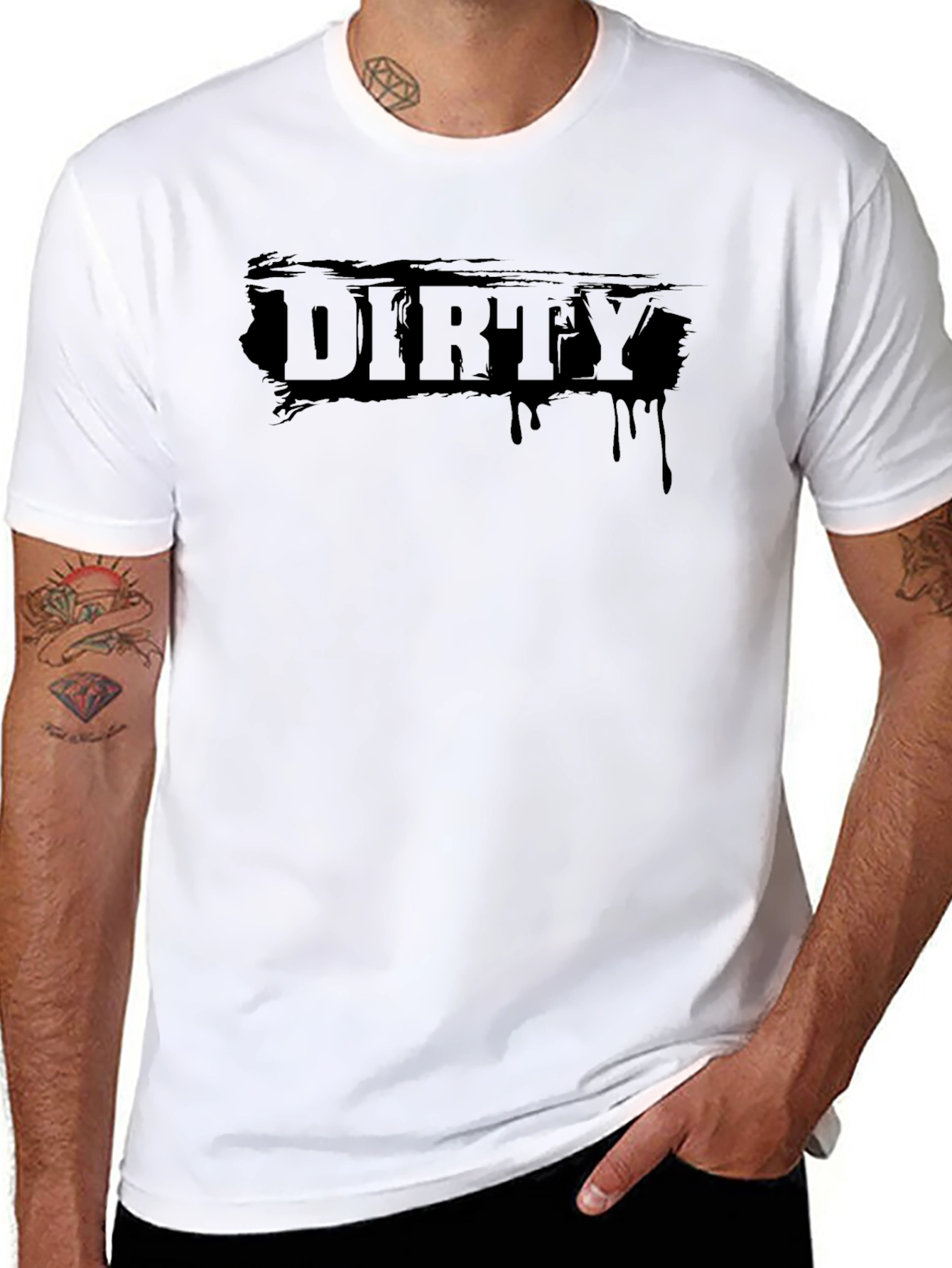 Mens Dirty Graphic Print Crew Neck T-Shirt