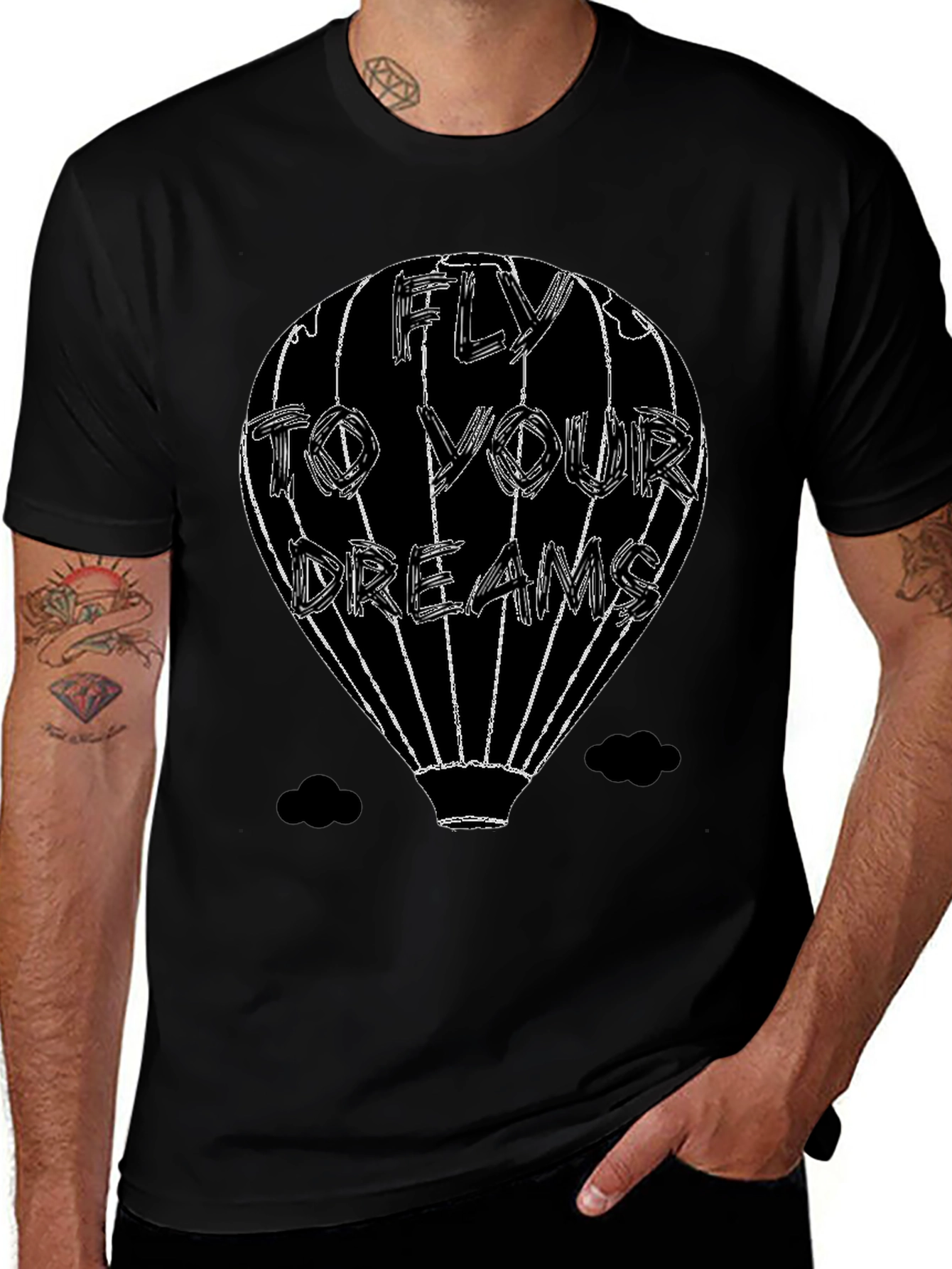 Fly to Your Dreams Graphic Tee - Black Cotton T-Shirt