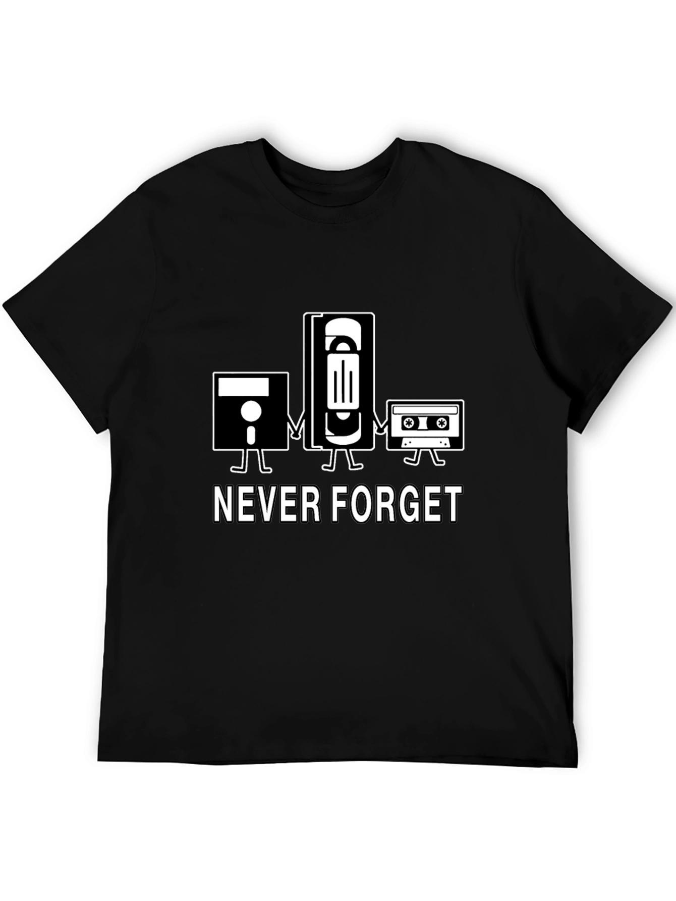 Retro Never Forget T-Shirt - Floppy Disk VHS Cassette