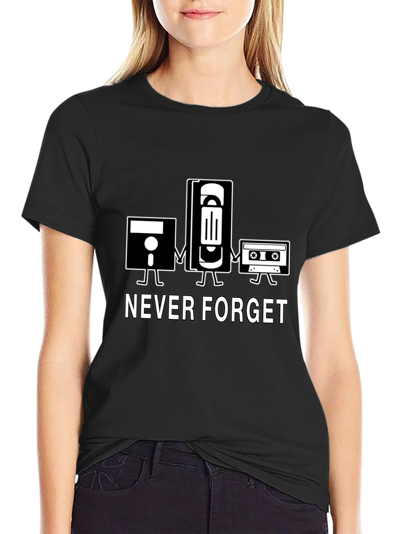 Retro Never Forget T-Shirt - Floppy Disk VHS Cassette