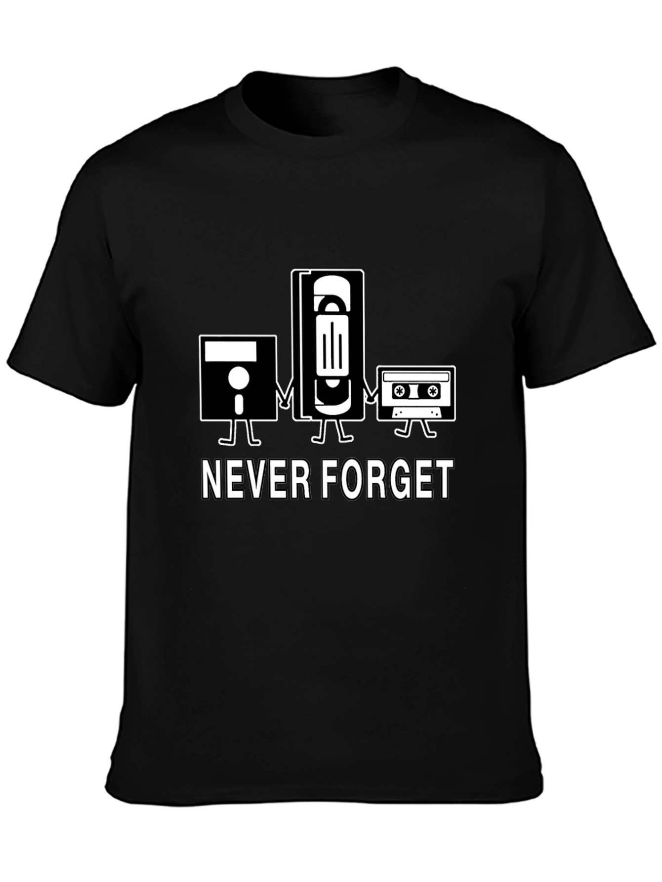 Retro Never Forget T-Shirt - Floppy Disk VHS Cassette