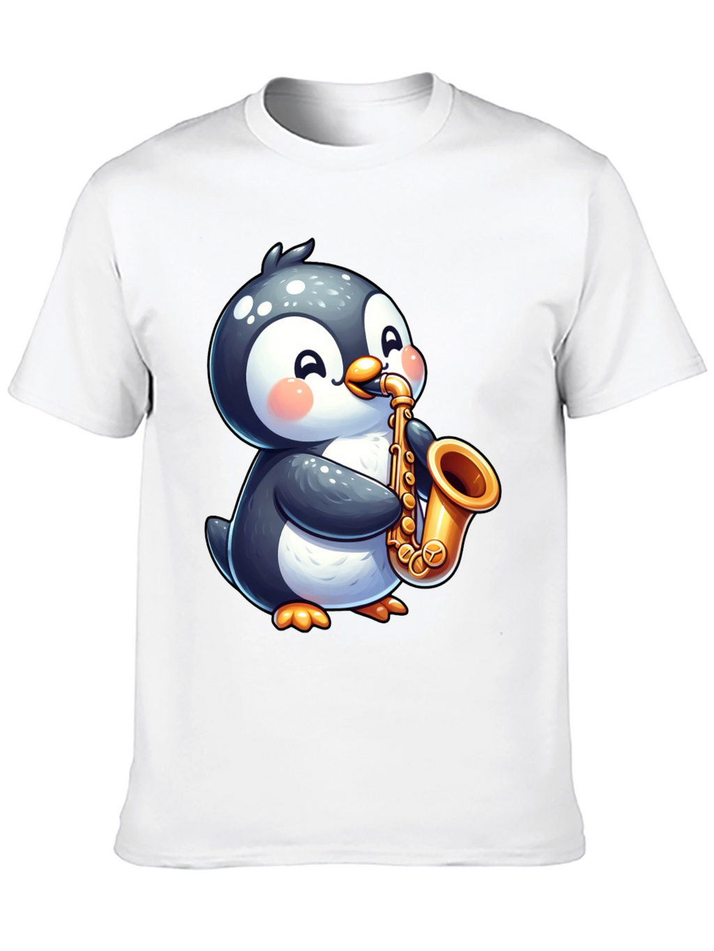Penguin Saxophone Black T-Shirt - Musician Style