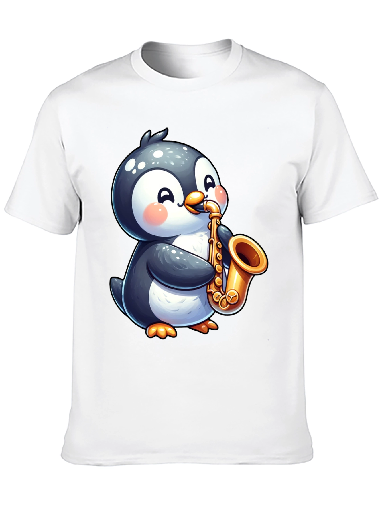 Penguin Saxophone Black T-Shirt - Musician Style