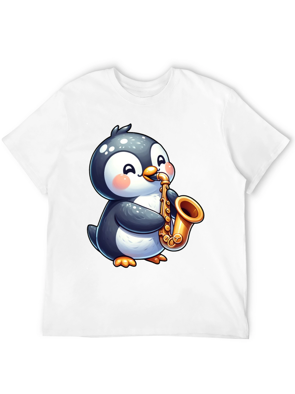 Penguin Saxophone Black T-Shirt - Musician Style