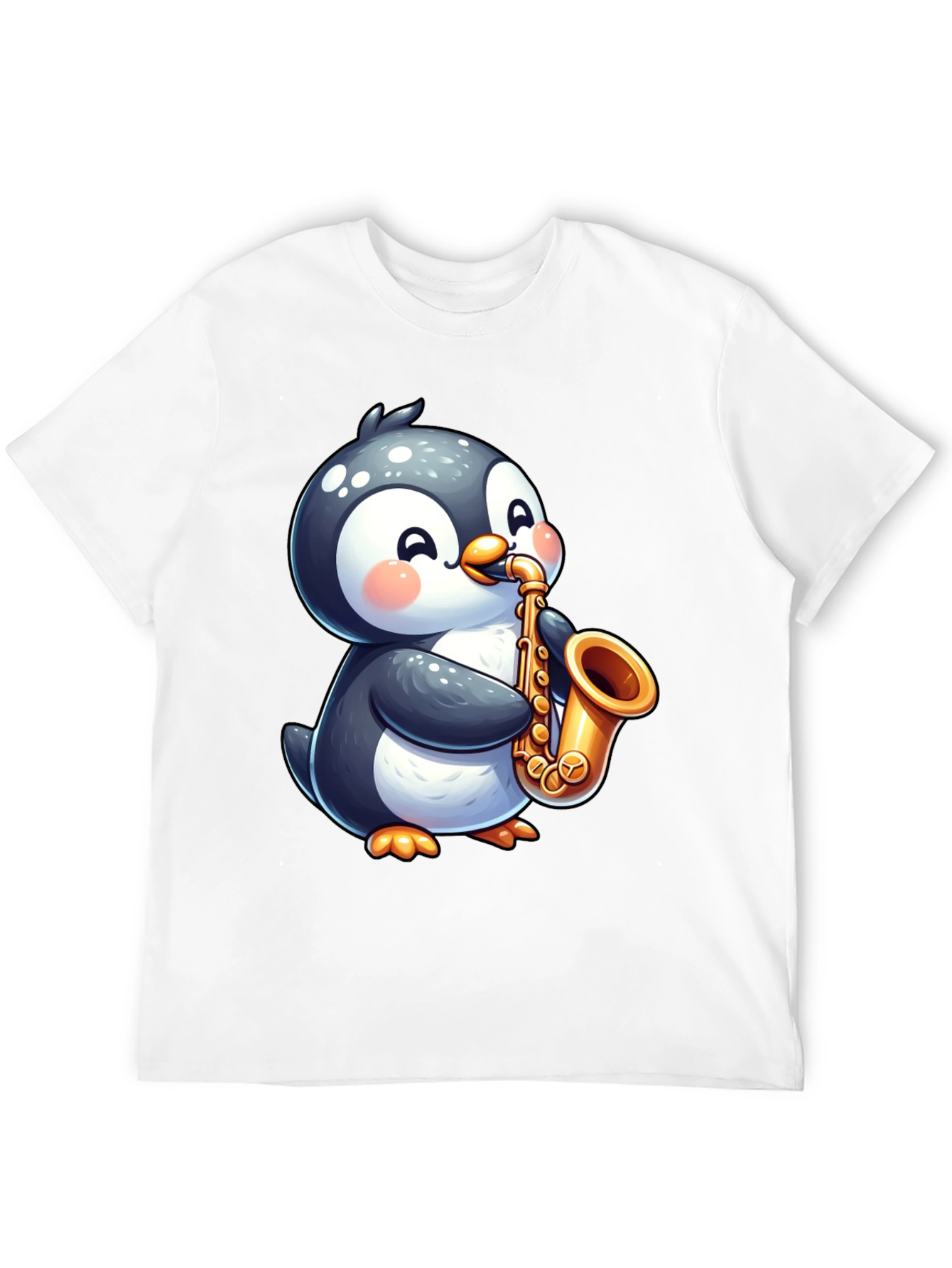 Penguin Saxophone Black T-Shirt - Musician Style