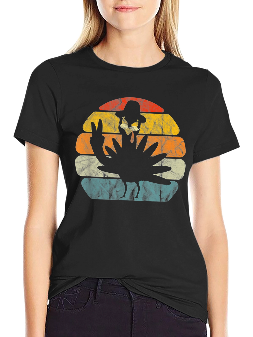 Retro Turkey Peace Thanksgiving T-Shirt