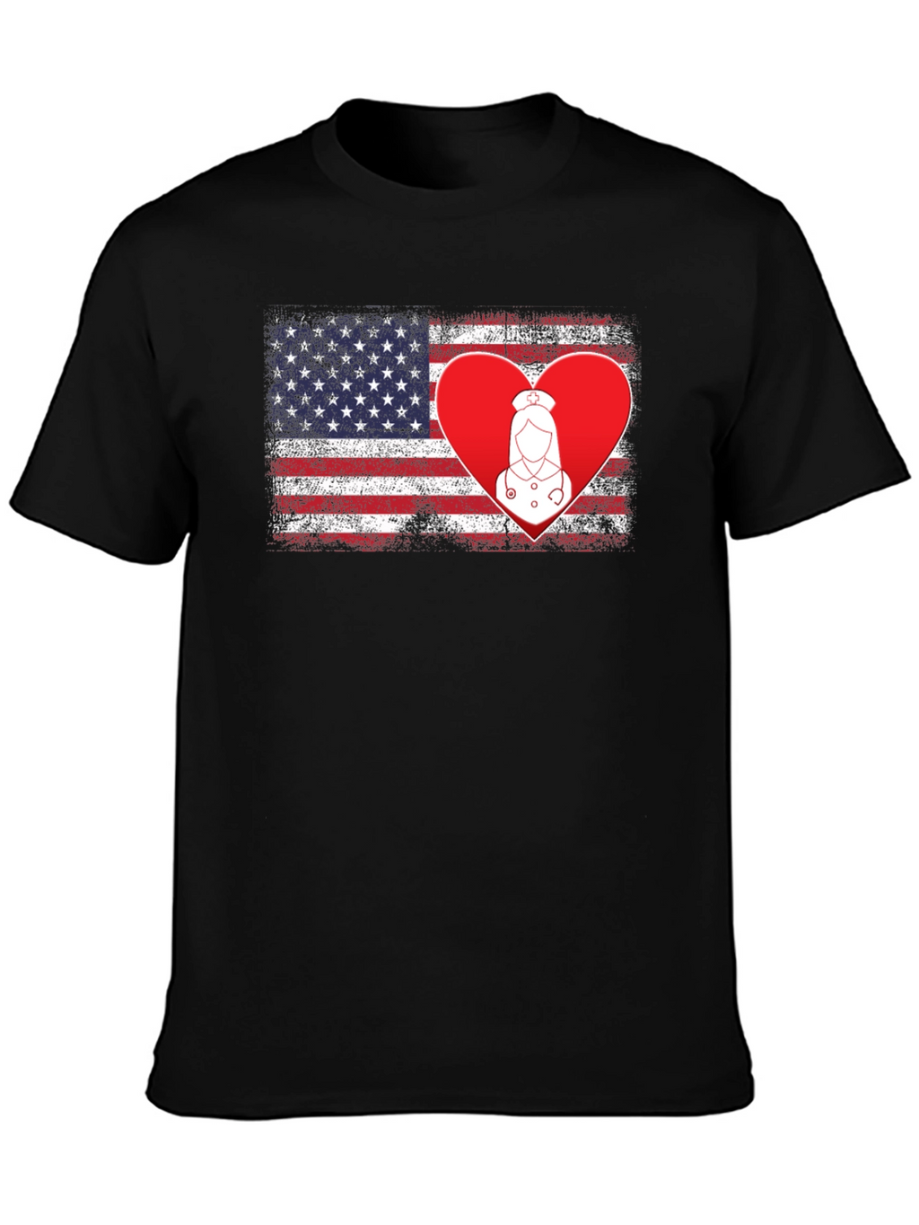American Flag Nurse Heart T-Shirt
