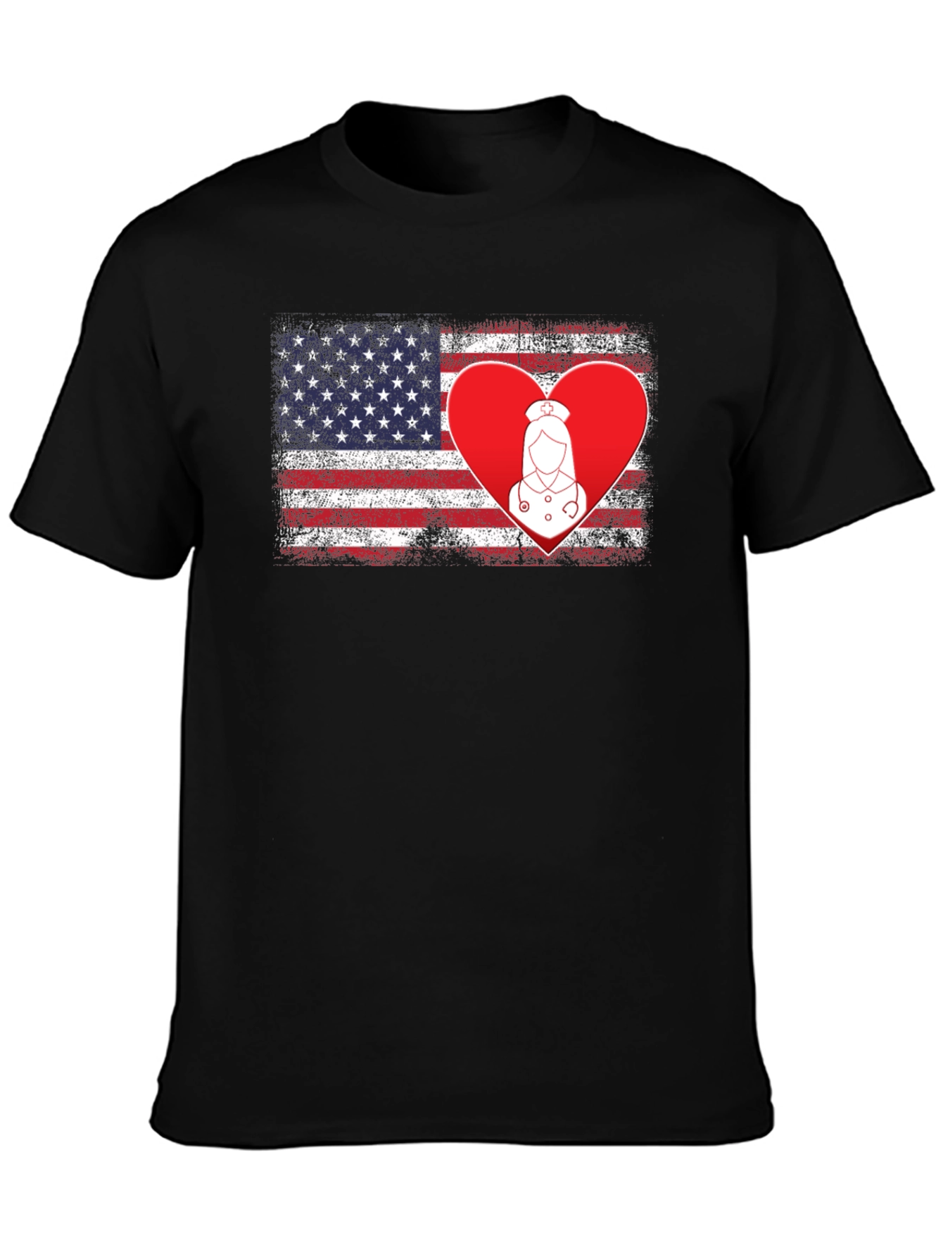 American Flag Nurse Heart T-Shirt