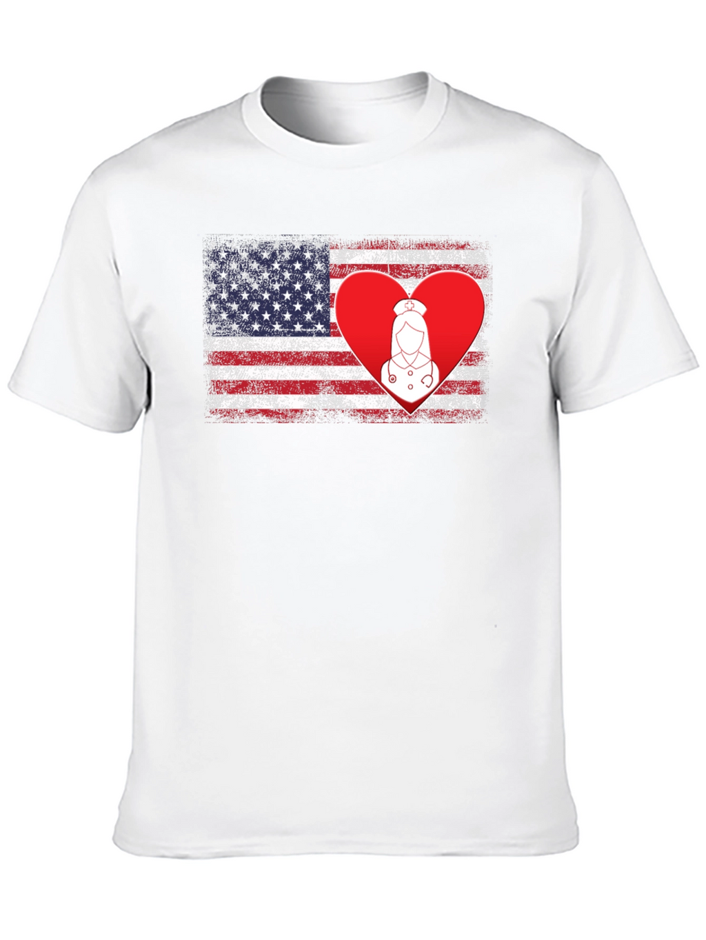 American Flag Nurse Heart T-Shirt