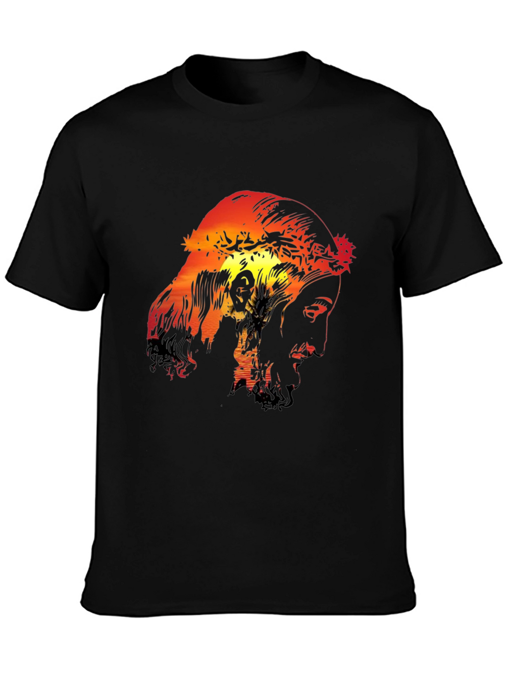 Sunset Jesus Graphic Black Tee