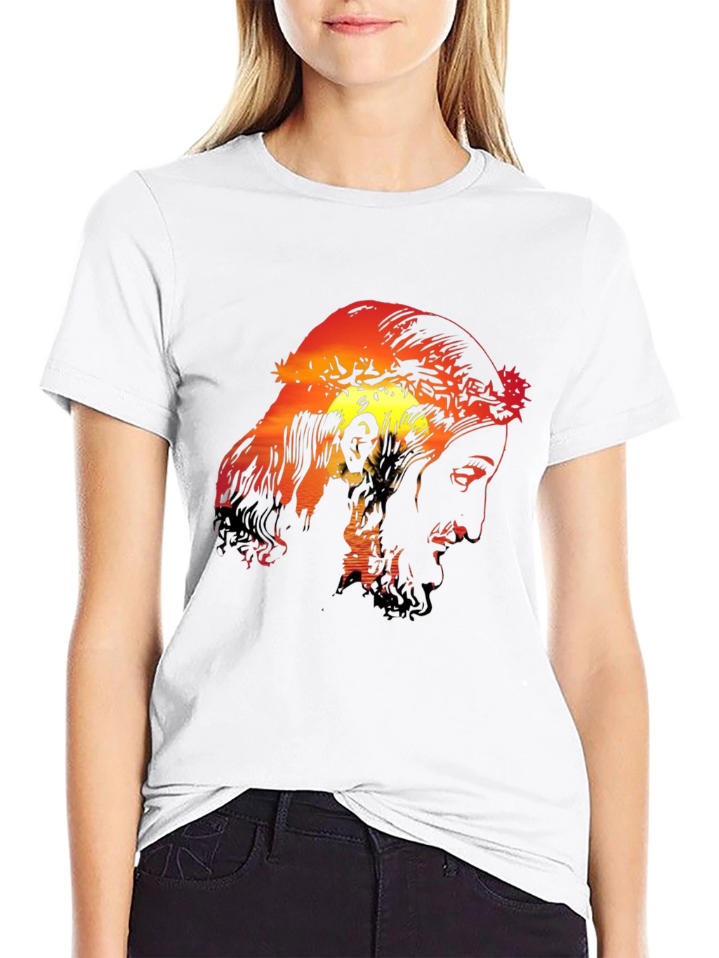 Sunset Jesus Graphic Black Tee