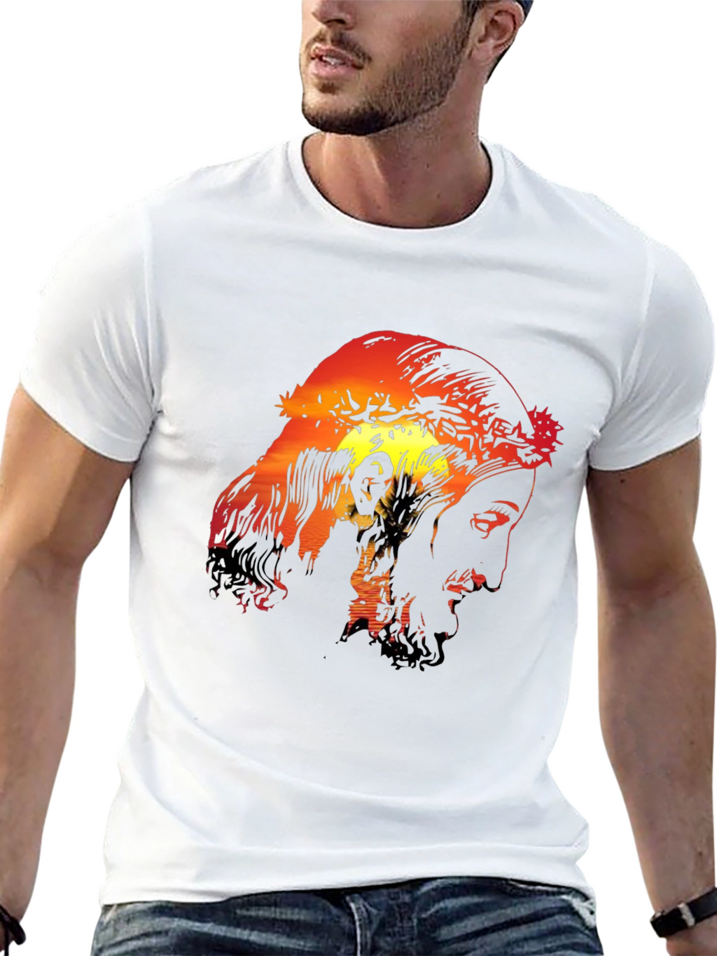 Sunset Jesus Graphic Black Tee