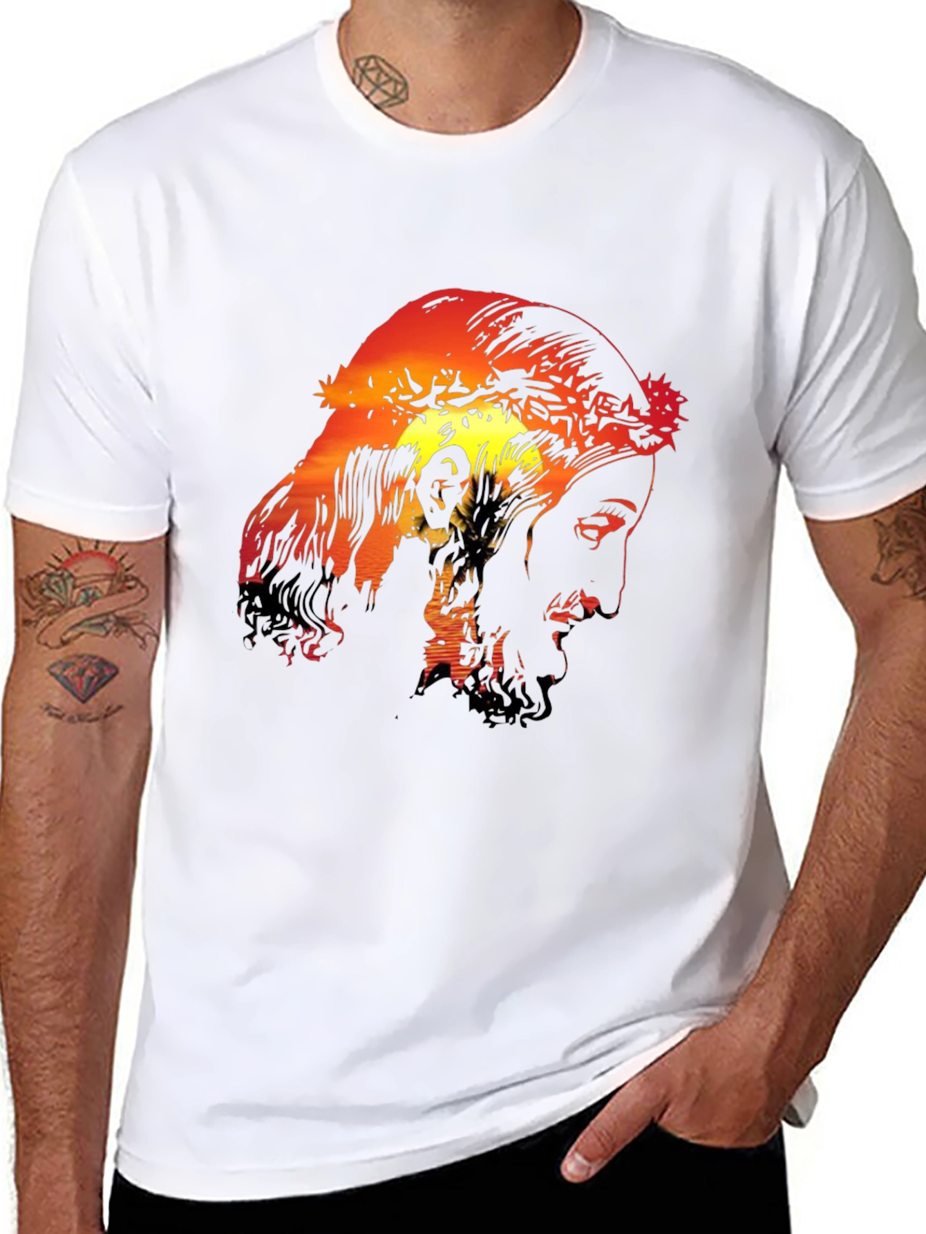 Sunset Jesus Graphic Black Tee