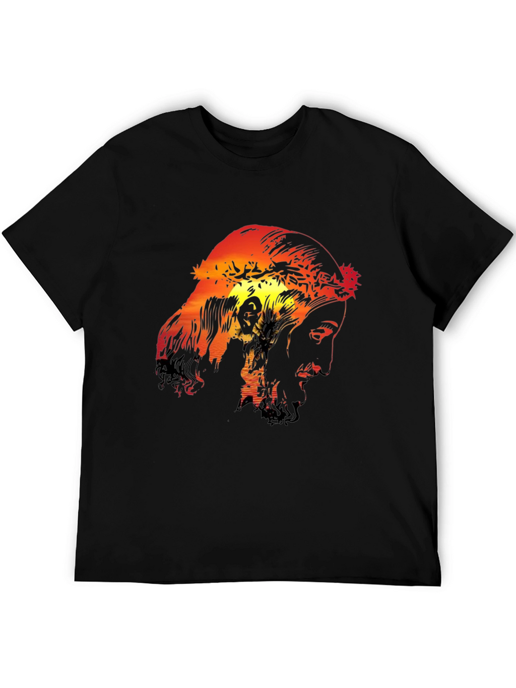 Sunset Jesus Graphic Black Tee