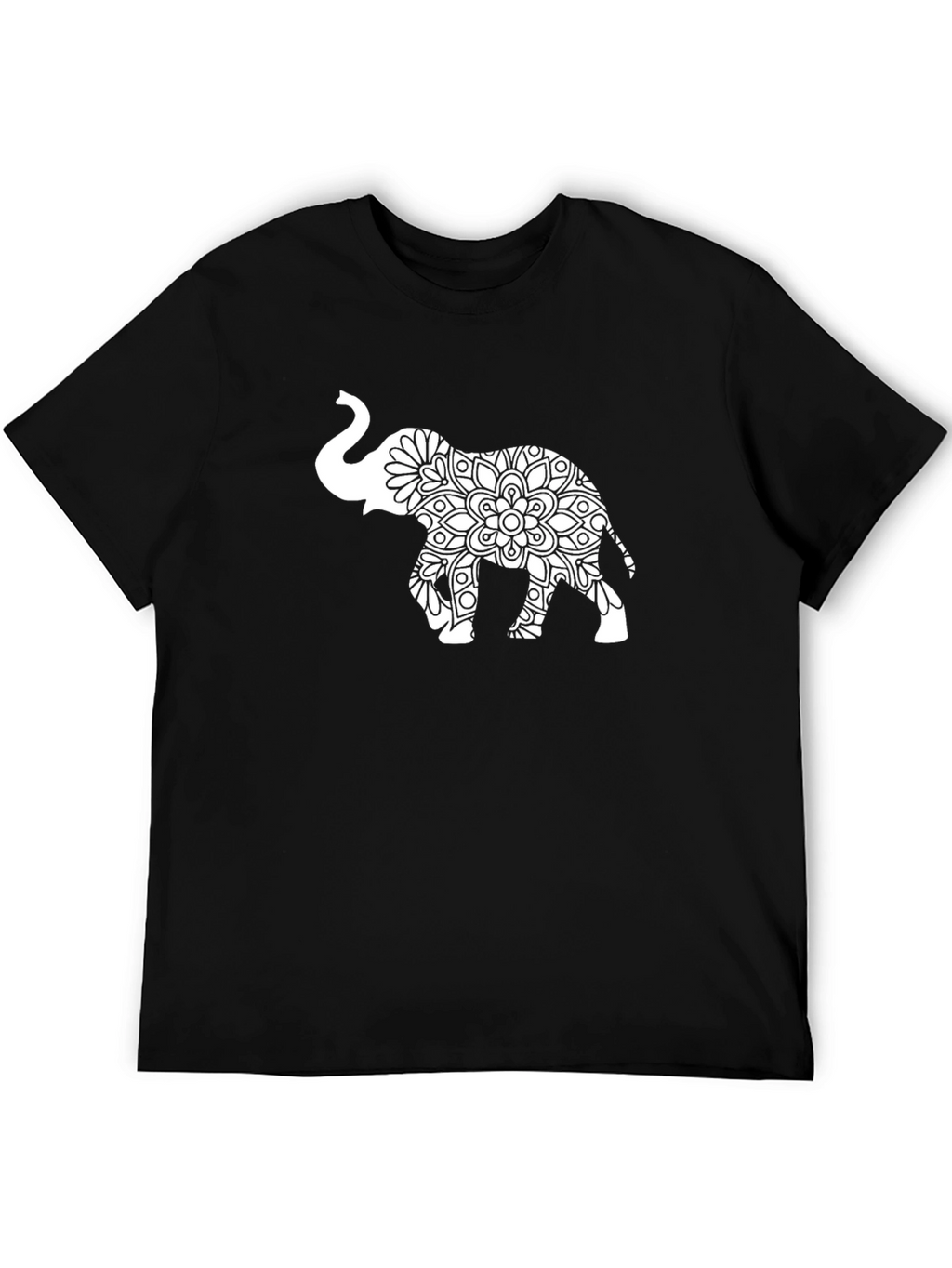 Elephant Mandala Graphic Tee - Stylish Mens Black T-Shirt