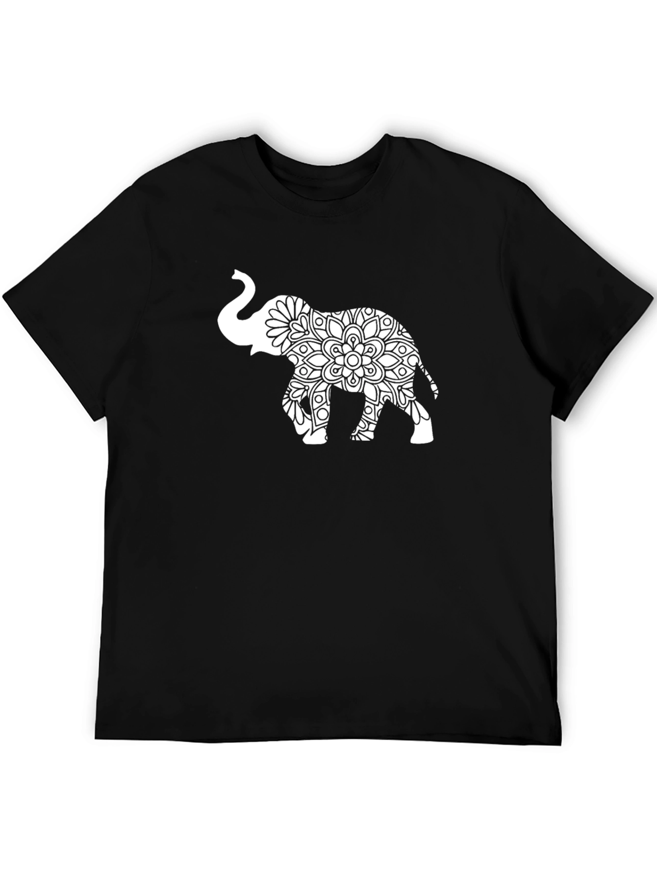 Elephant Mandala Graphic Tee - Stylish Mens Black T-Shirt