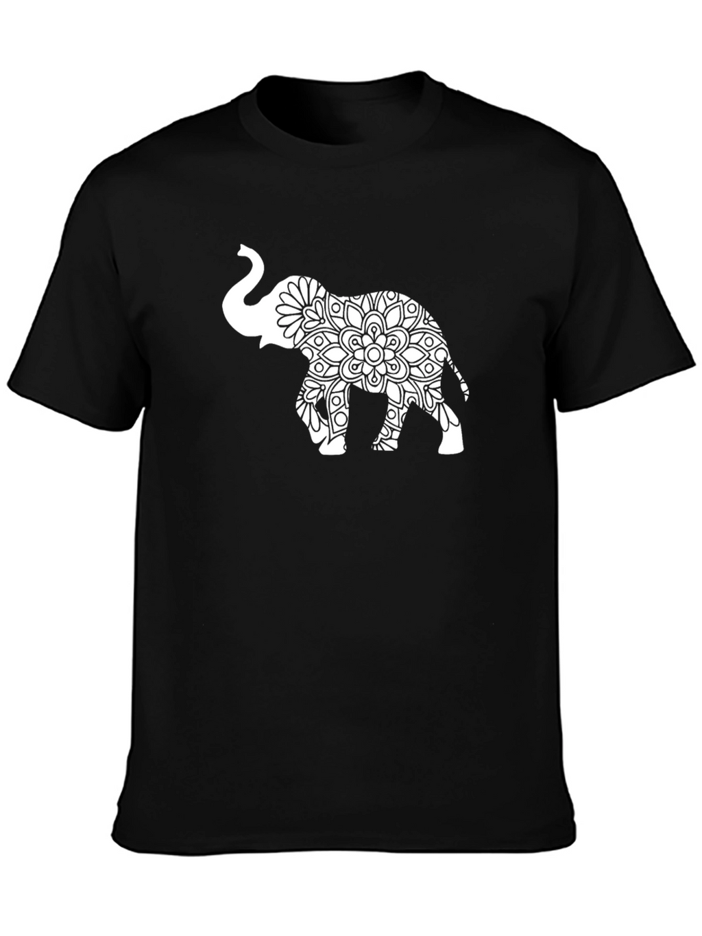 Elephant Mandala Graphic Tee - Stylish Mens Black T-Shirt