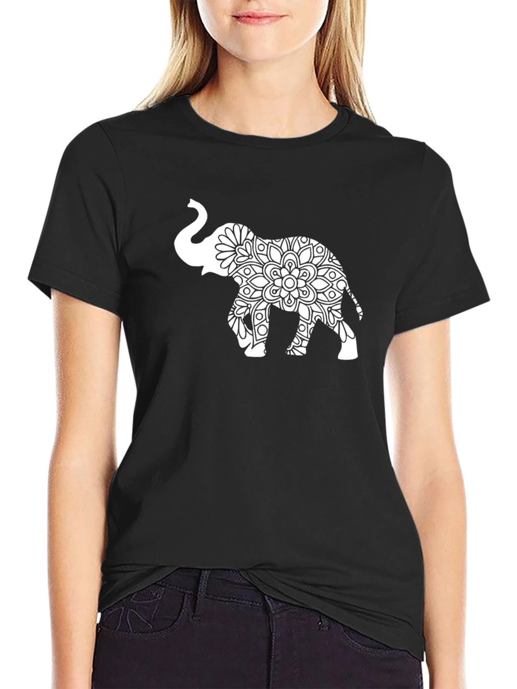 Elephant Mandala Graphic Tee - Stylish Mens Black T-Shirt