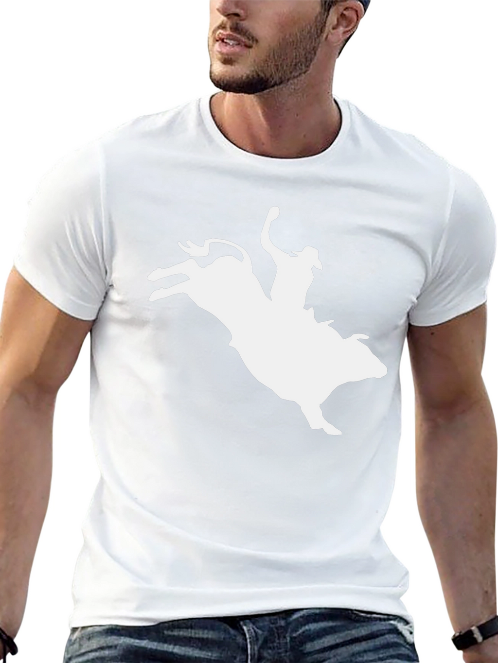 Cowboy Riding Bull Black Graphic Tee